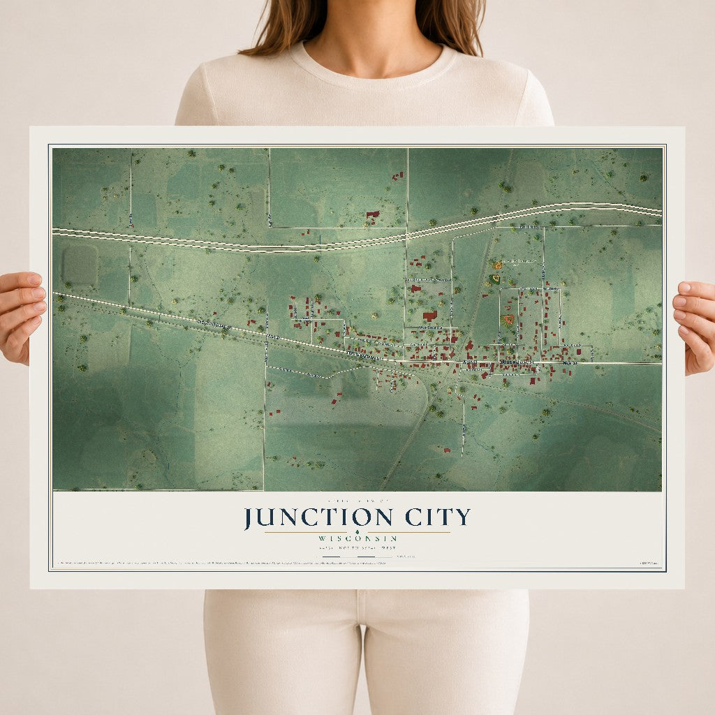 Map of Junction City, Wisconsin, 18 x 24 inch unframed archival matte print