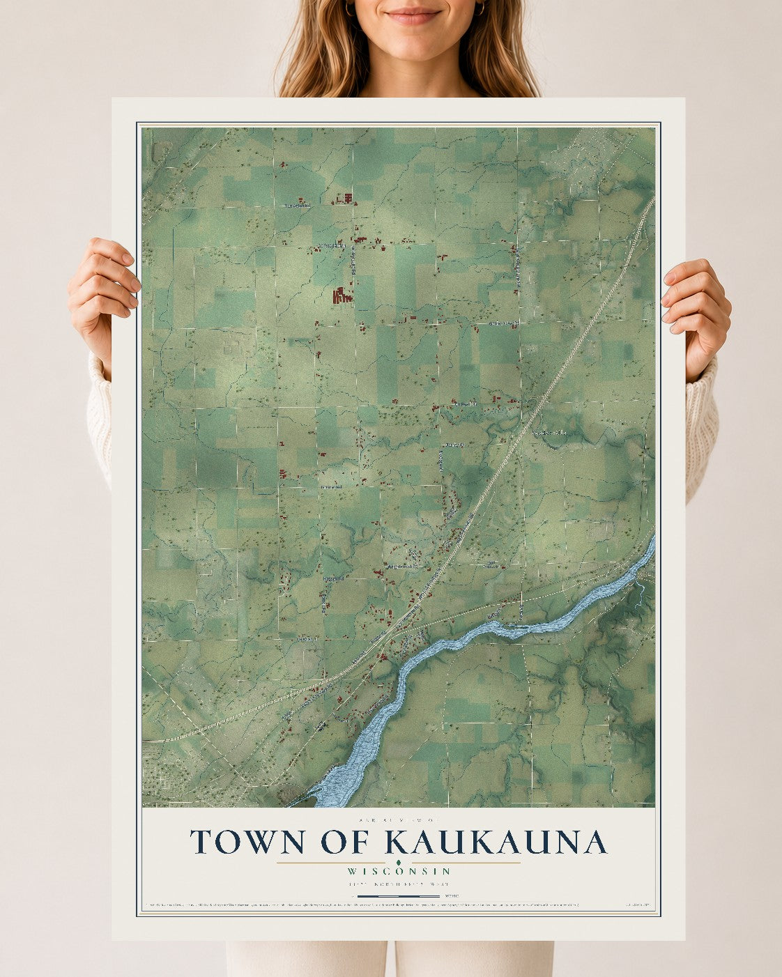 Map of the Town of Kaukauna, Wisconsin, 24 x 36 inch unframed archival matte print