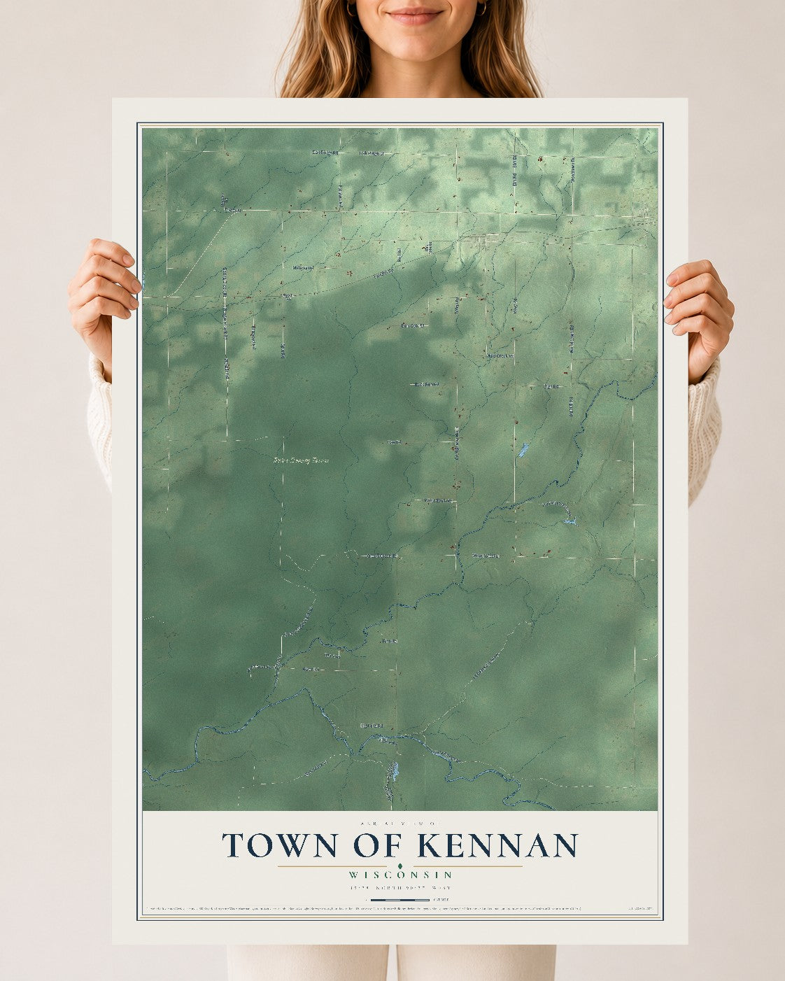 Map of the Town of Kennan, Wisconsin, 24 x 36 inch unframed archival matte print