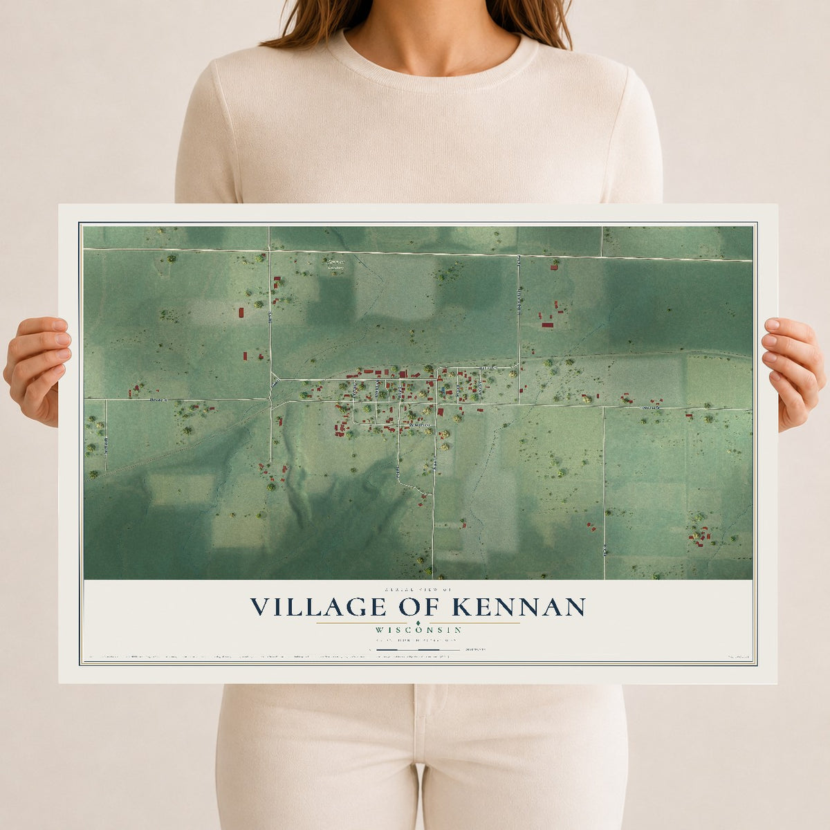 Map of Kennan, Wisconsin, 12 x 18 inch unframed archival matte print