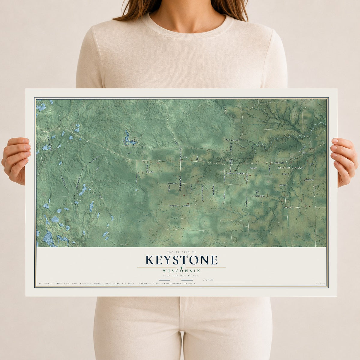 Map of Keystone, Wisconsin, 12 x 18 inch unframed archival matte print