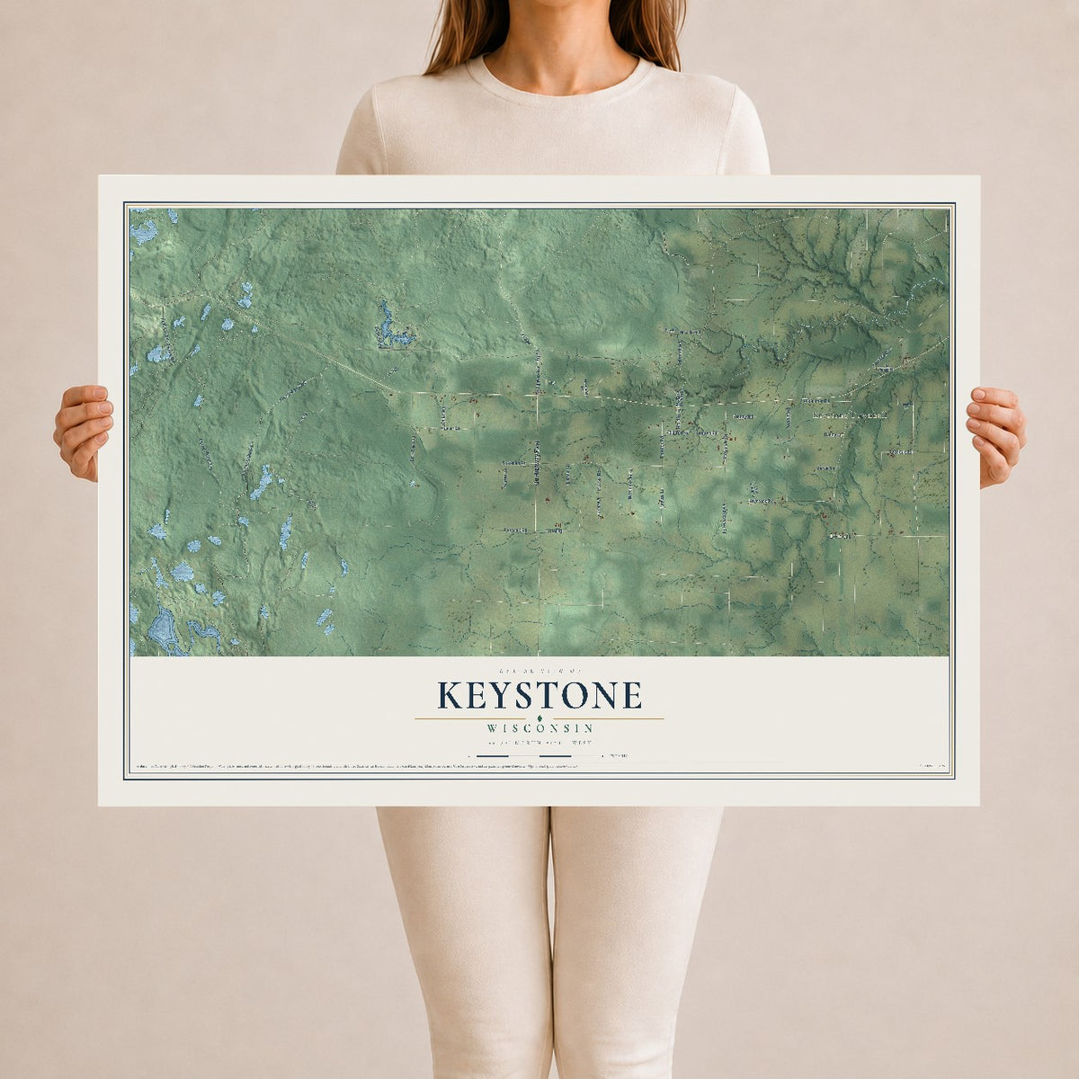 Map of Keystone, Wisconsin, 24 x 36 inch unframed archival matte print