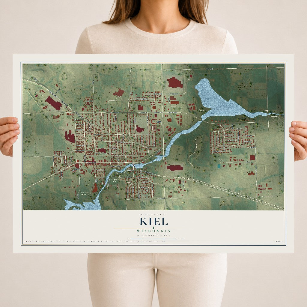 Map of Kiel, Wisconsin, 18 x 24 inch unframed archival matte print