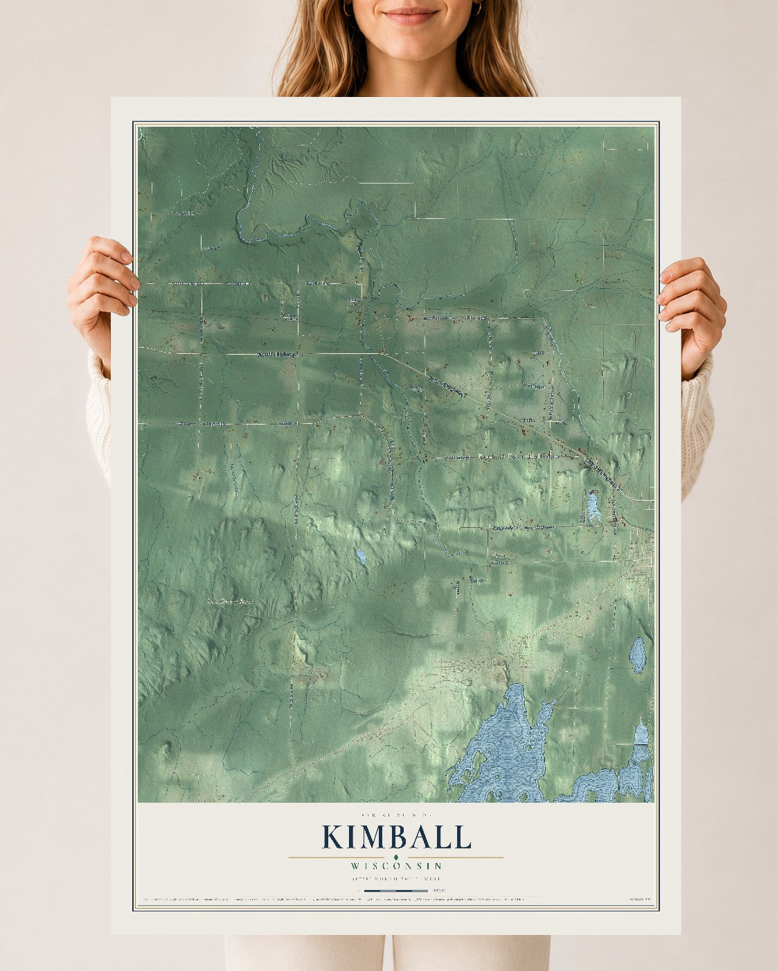 Map of Kimball, Wisconsin, 24 x 36 inch unframed archival matte print