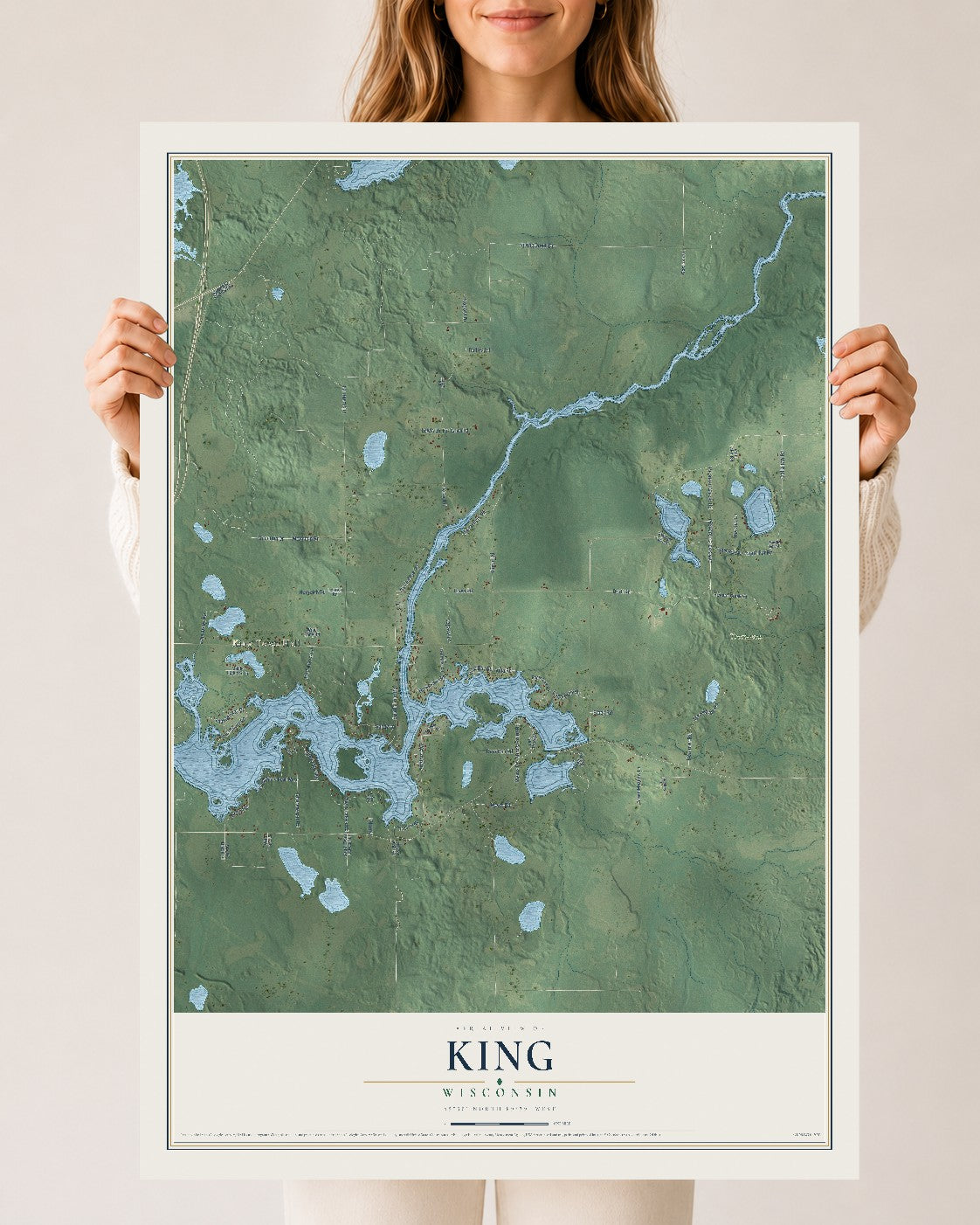 Map of King, Wisconsin, 24 x 36 inch unframed archival matte print