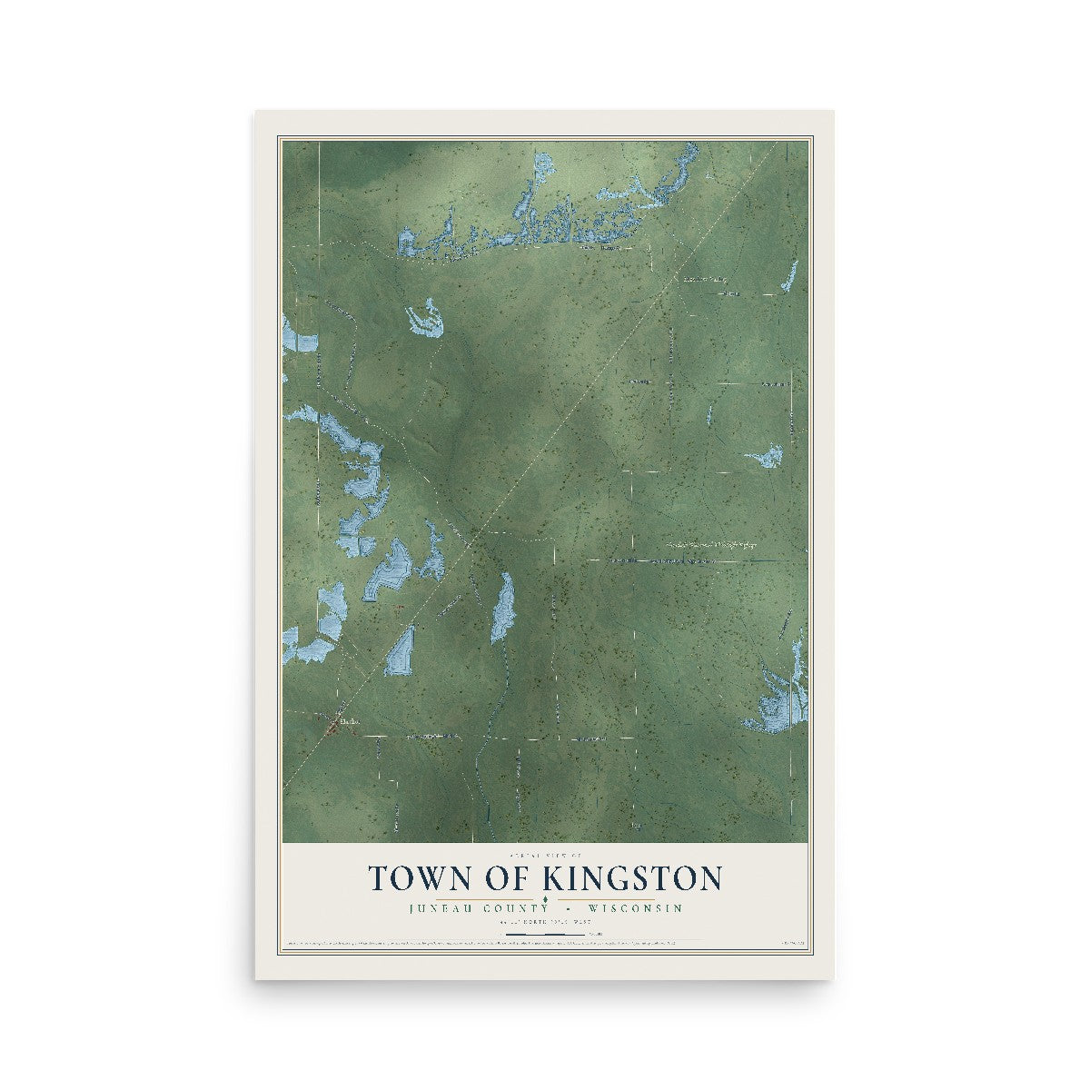 Map of the Town of Kingston, Juneau County, Wisconsin, 12 x 18 inch unframed archival matte print