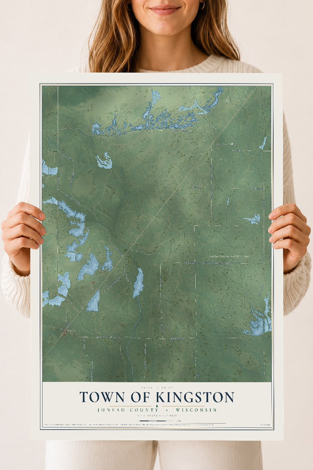 Map of the Town of Kingston, Juneau County, Wisconsin, 18 x 24 inch unframed archival matte print