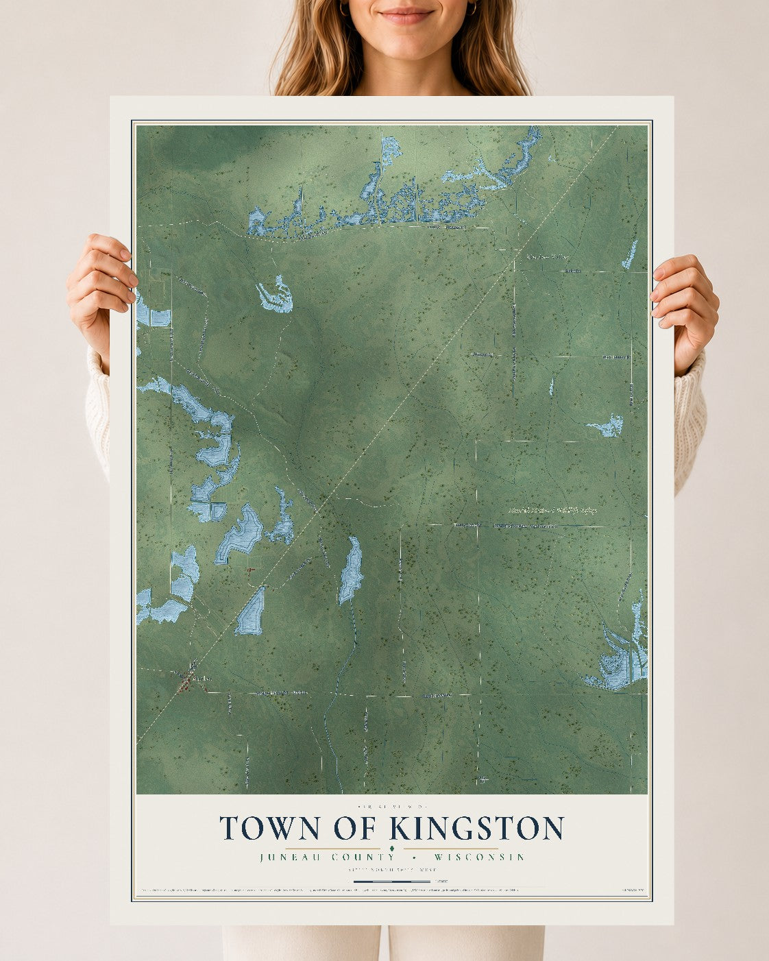 Map of the Town of Kingston, Juneau County, Wisconsin, 24 x 36 inch unframed archival matte print