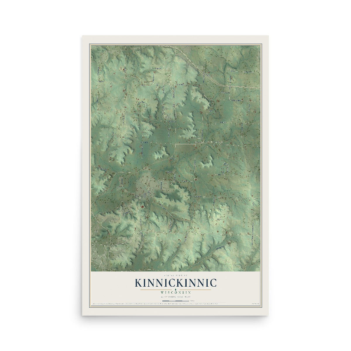 Map of Kinnickinnic, Wisconsin, 12 x 18 inch unframed archival matte print