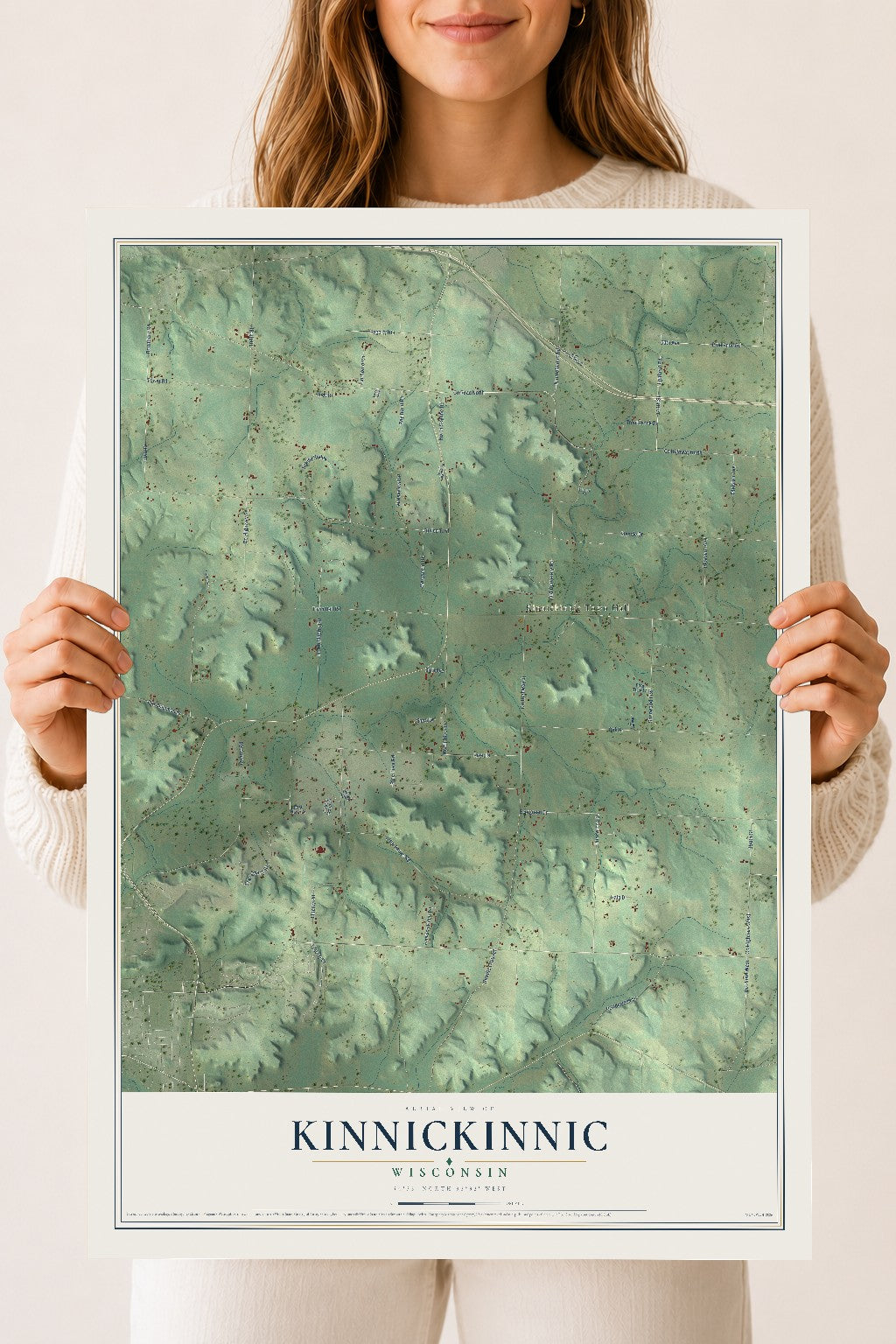 Map of Kinnickinnic, Wisconsin, 18 x 24 inch unframed archival matte print