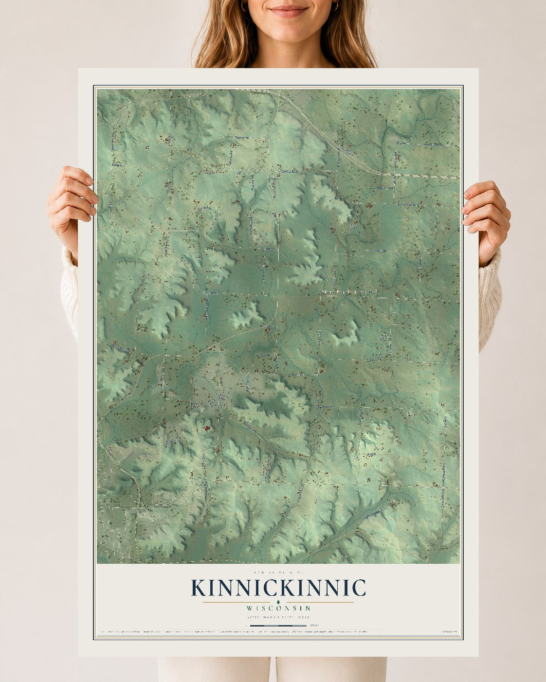 Map of Kinnickinnic, Wisconsin, 24 x 36 inch unframed archival matte print