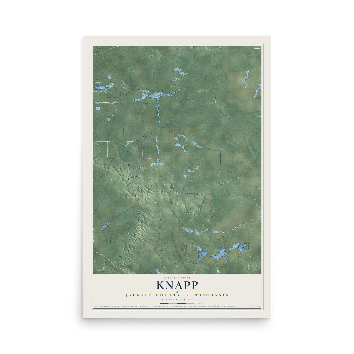 Map of Knapp, Jackson County, Wisconsin, 12 x 18 inch unframed archival matte print