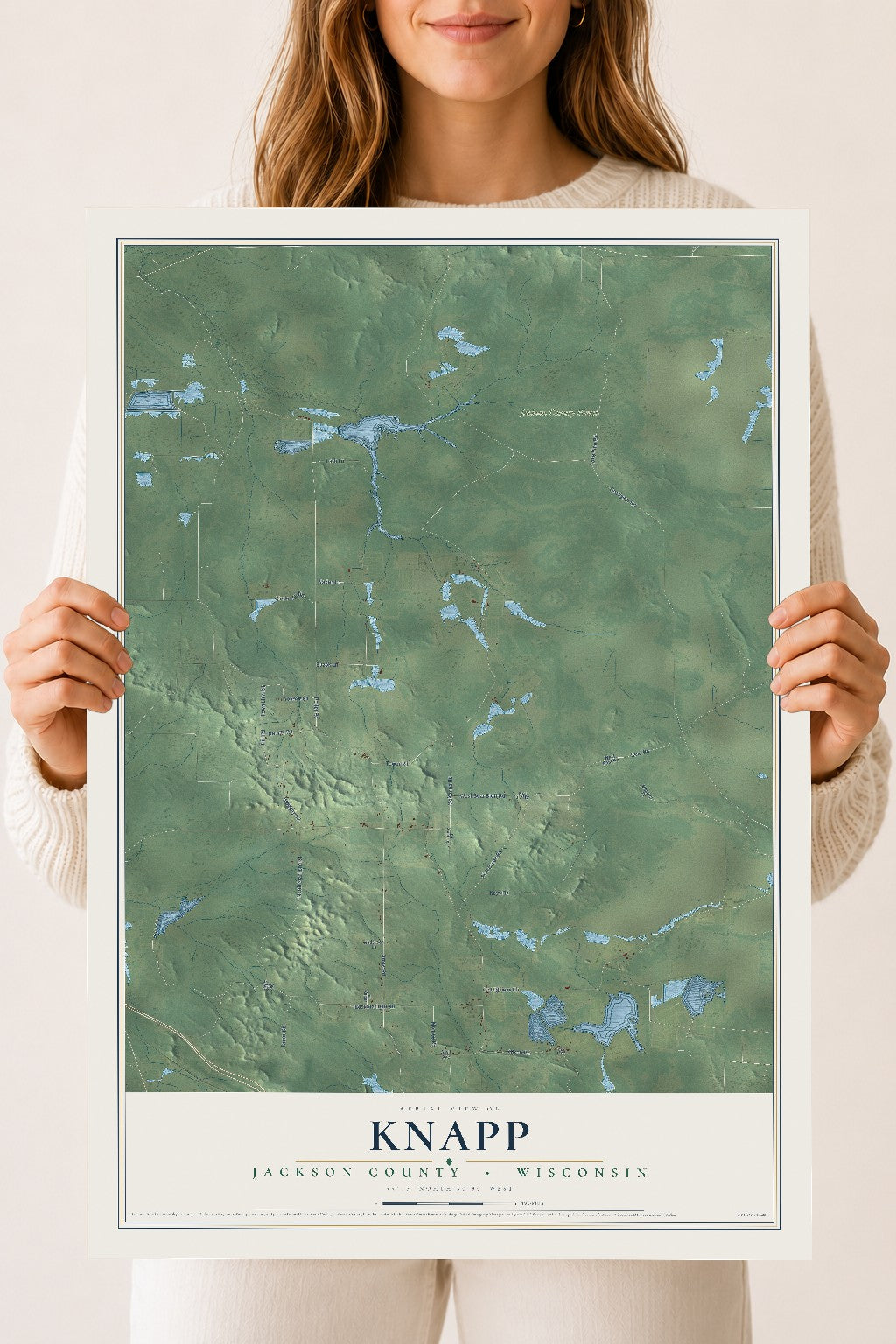 Map of Knapp, Jackson County, Wisconsin, 18 x 24 inch unframed archival matte print