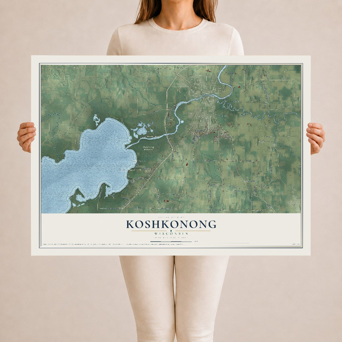 Map of Koshkonong, Wisconsin, 24 x 36 inch unframed archival matte print