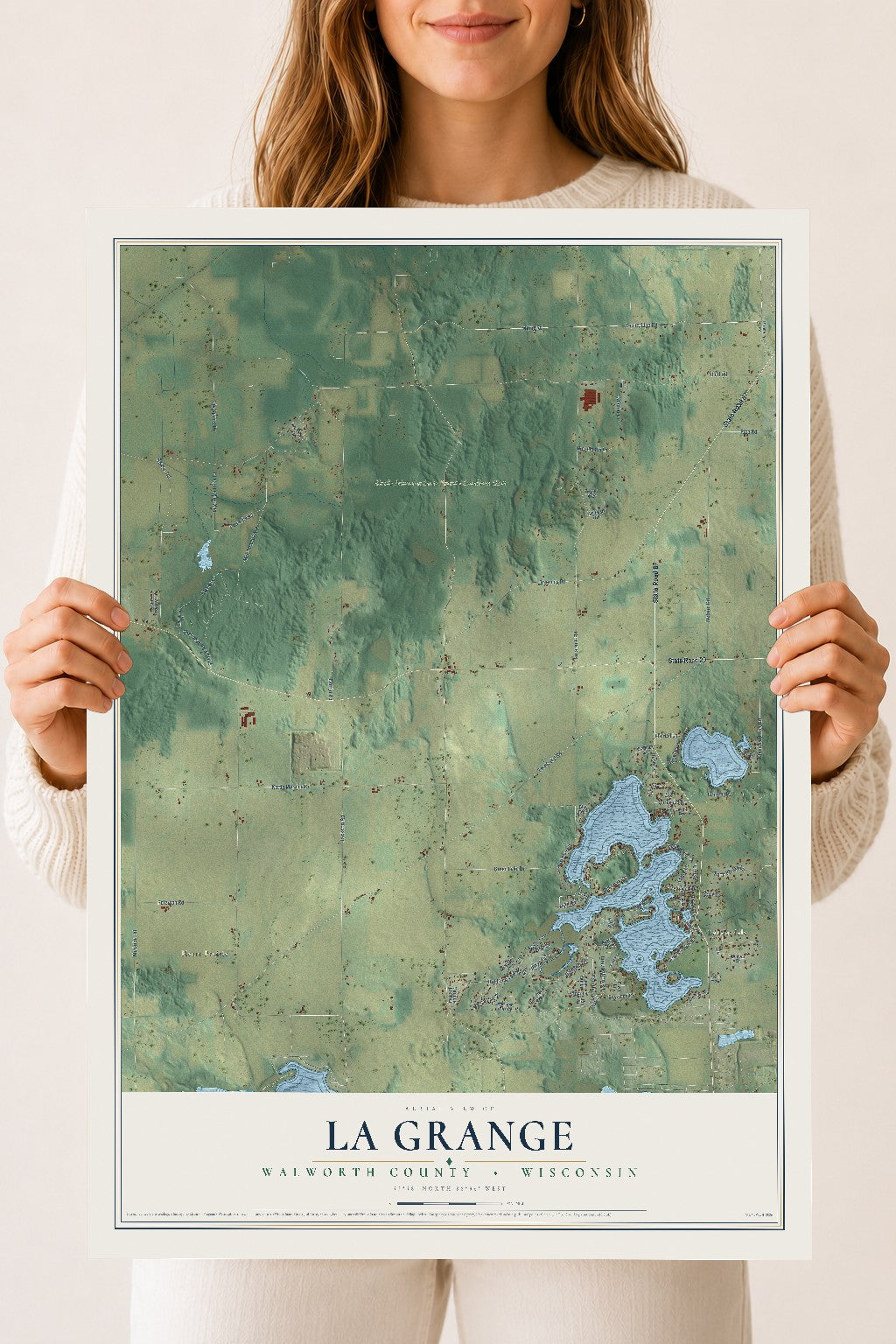 Map of La Grange, Walworth County, Wisconsin, 18 x 24 inch unframed archival matte print