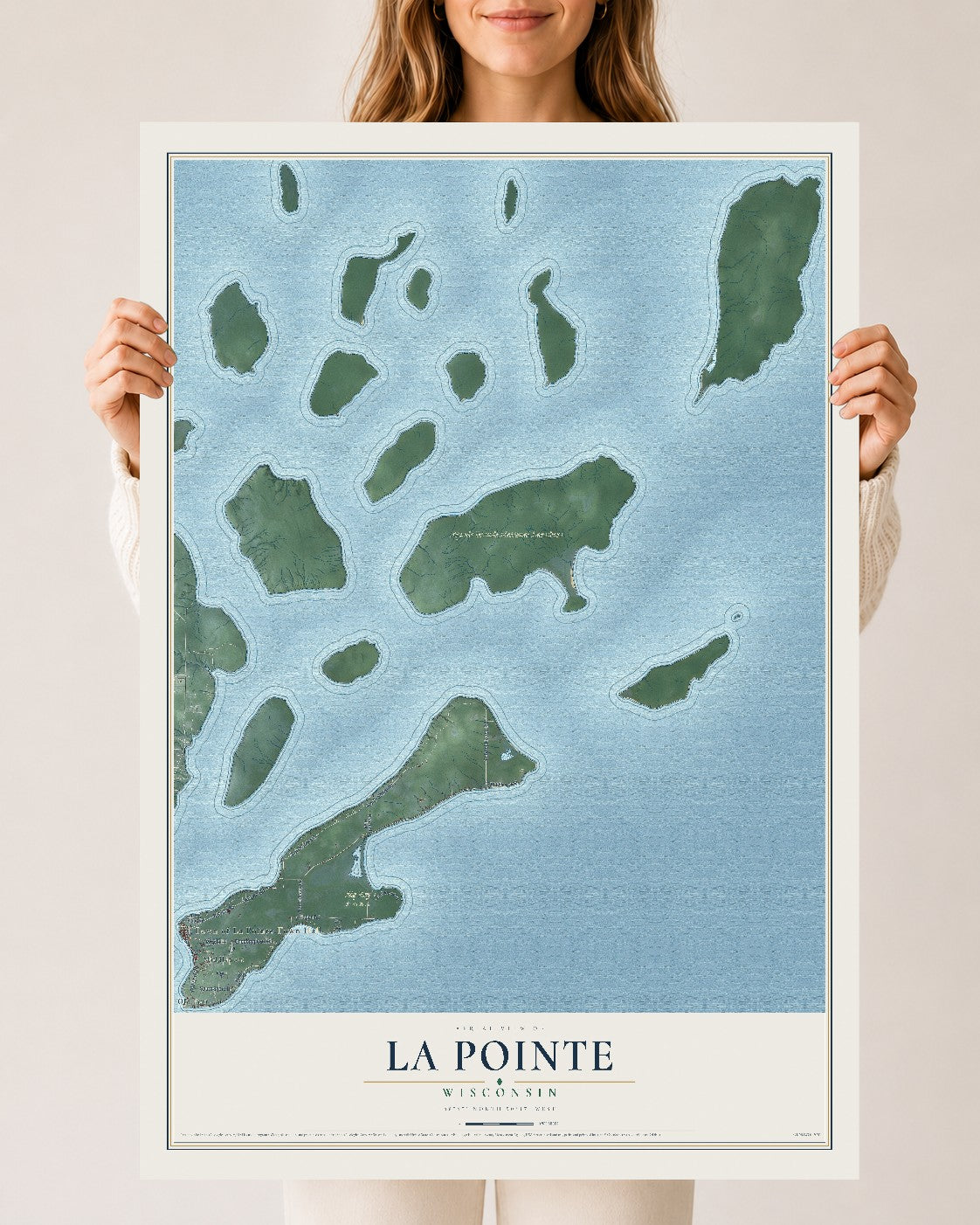 Map of La Pointe, Wisconsin, 24 x 36 inch unframed archival matte print