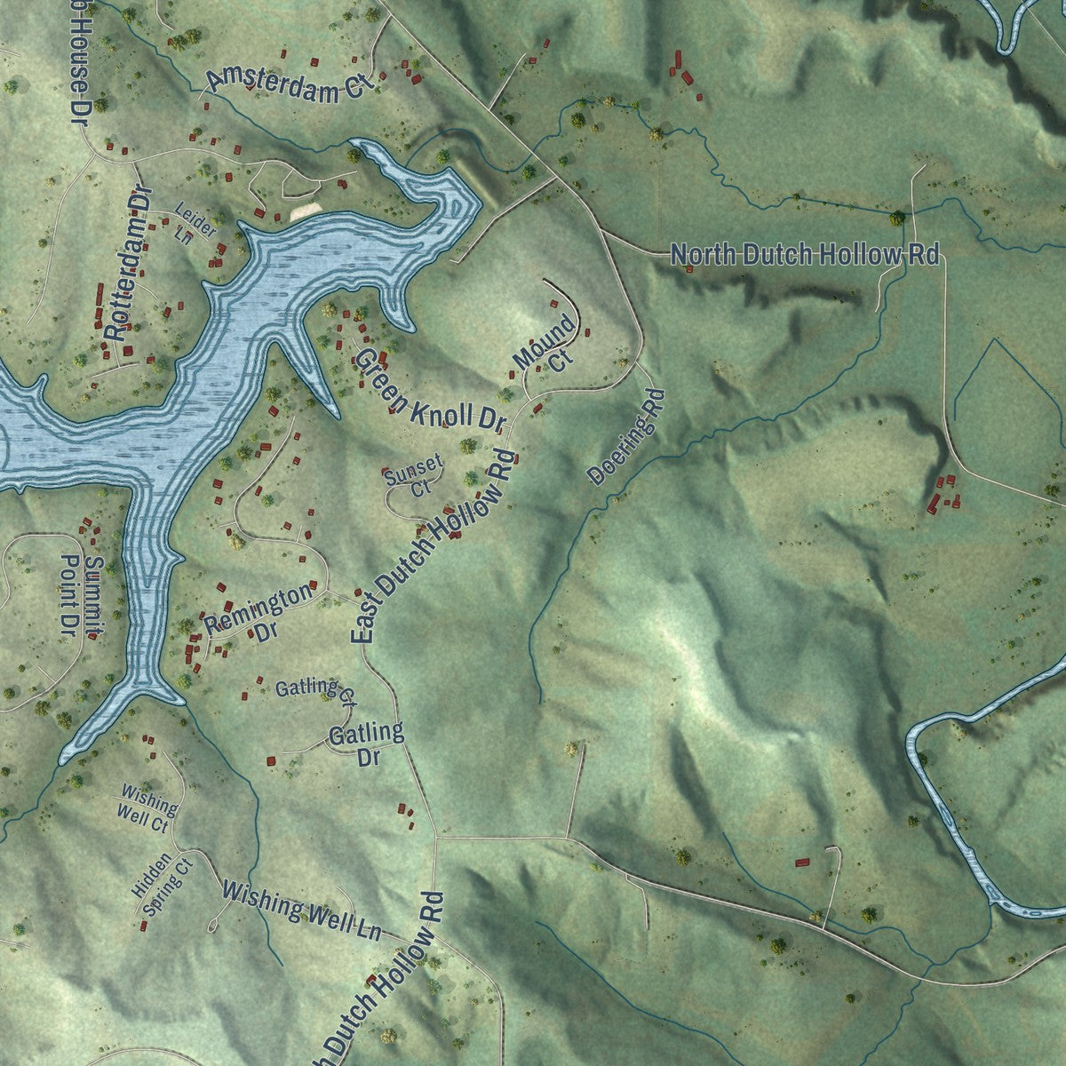 Second close-up of the map of the Town of La Valle, Wisconsin print showing more streets and buildings
