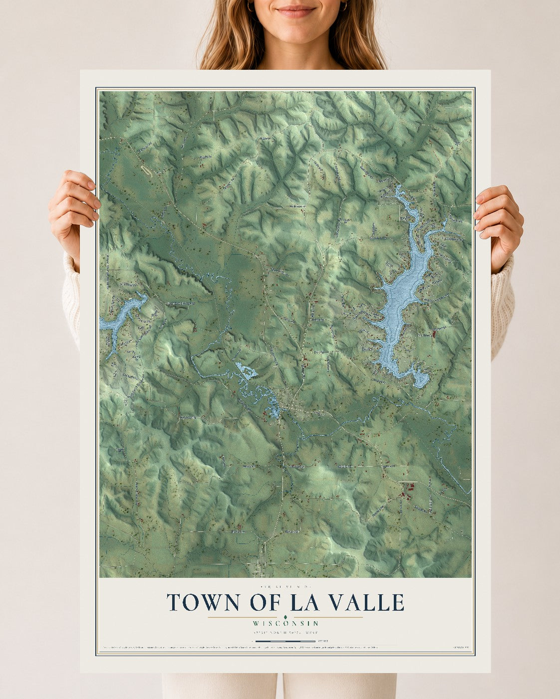 Map of the Town of La Valle, Wisconsin, 24 x 36 inch unframed archival matte print