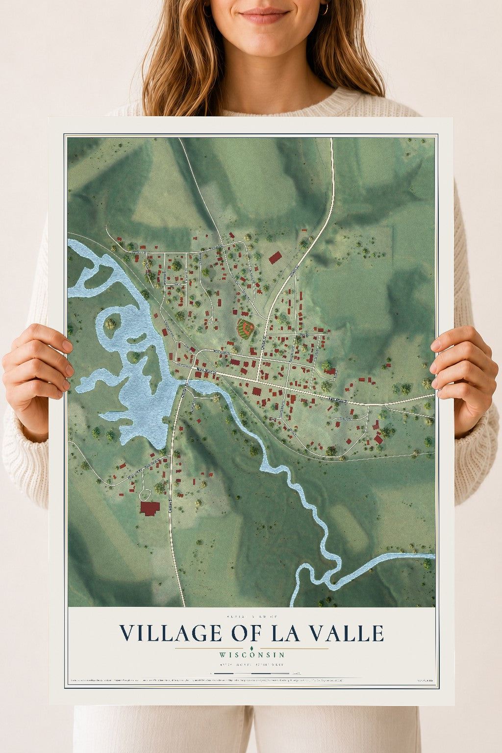 Map of La Valle, Wisconsin, 18 x 24 inch unframed archival matte print