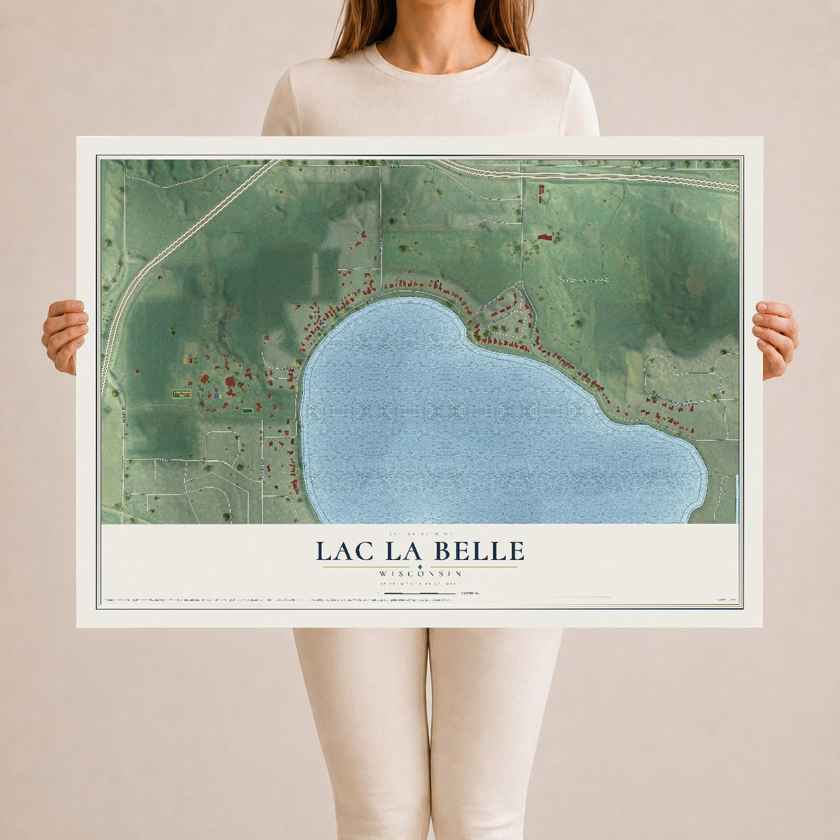 Map of Lac La Belle, Wisconsin, 24 x 36 inch unframed archival matte print