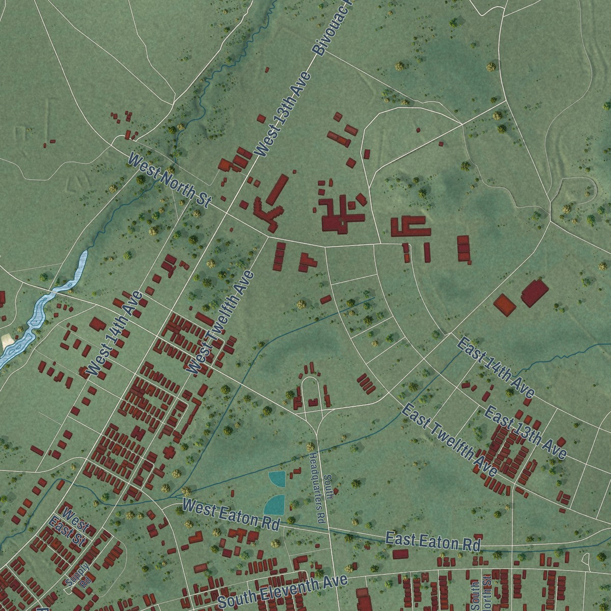 Second close-up of the map of Lafayette, Monroe County, Wisconsin print showing more streets and buildings