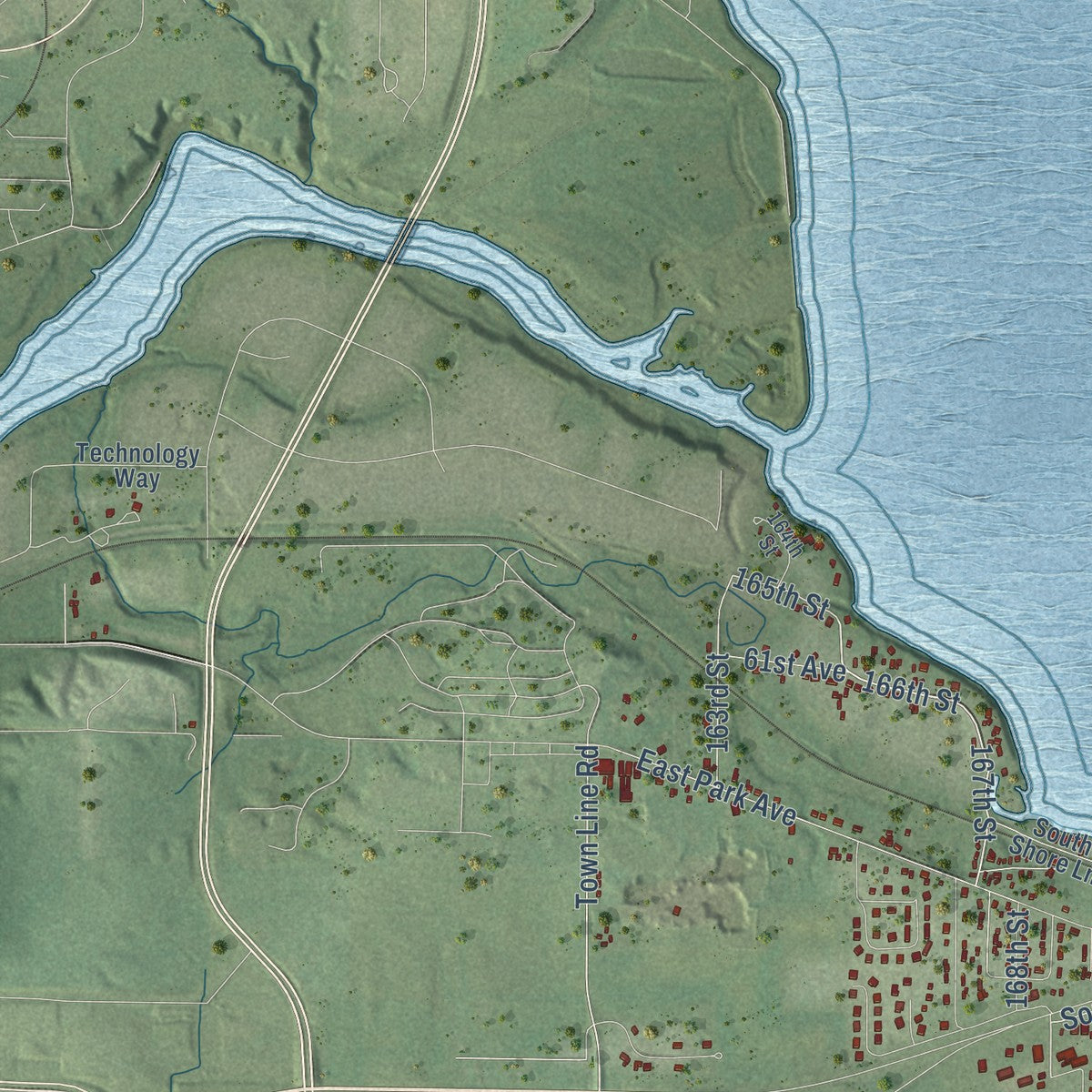 Second close-up of the map of Lafayette, Chippewa County, Wisconsin print showing more streets and buildings