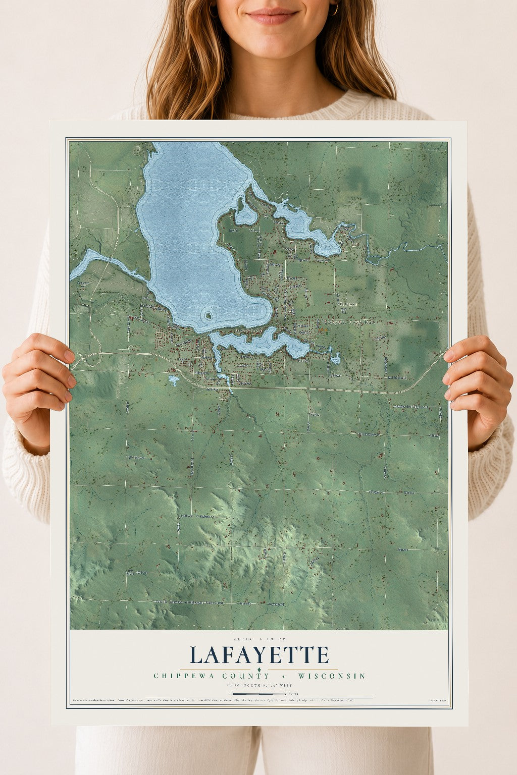 Map of Lafayette, Chippewa County, Wisconsin, 18 x 24 inch unframed archival matte print