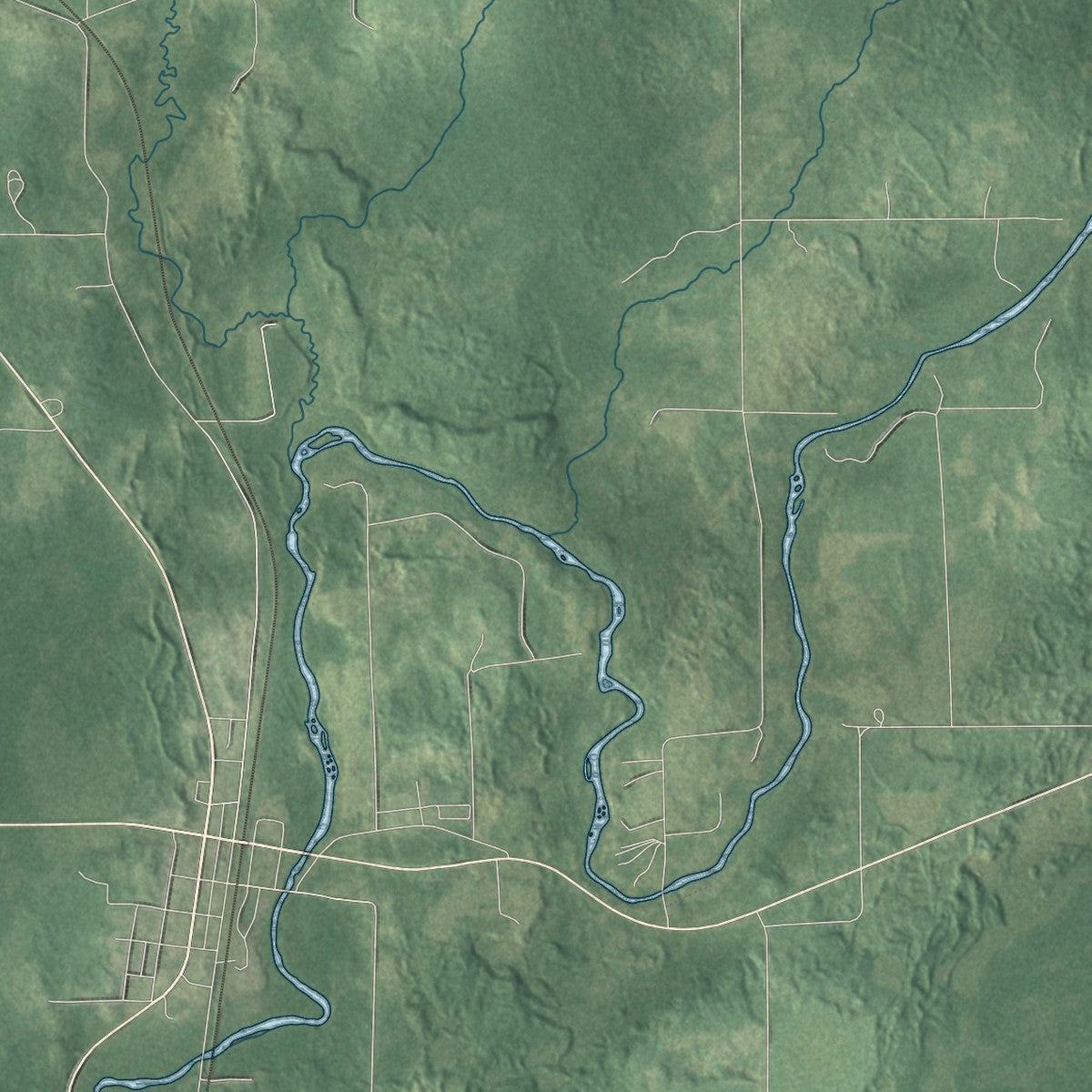 Second close-up of the map of Lake, Price County, Wisconsin print showing more streets and buildings