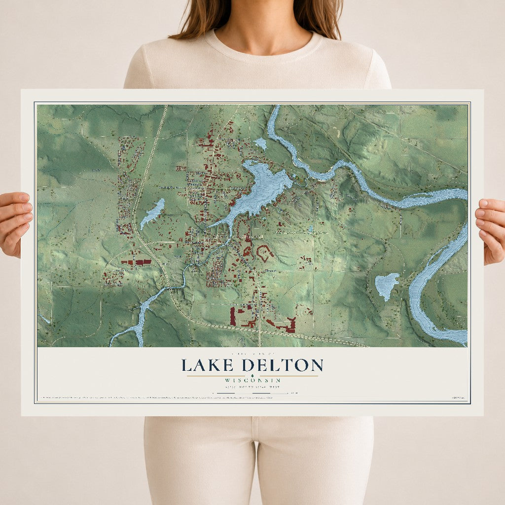 Map of Lake Delton, Wisconsin, 18 x 24 inch unframed archival matte print