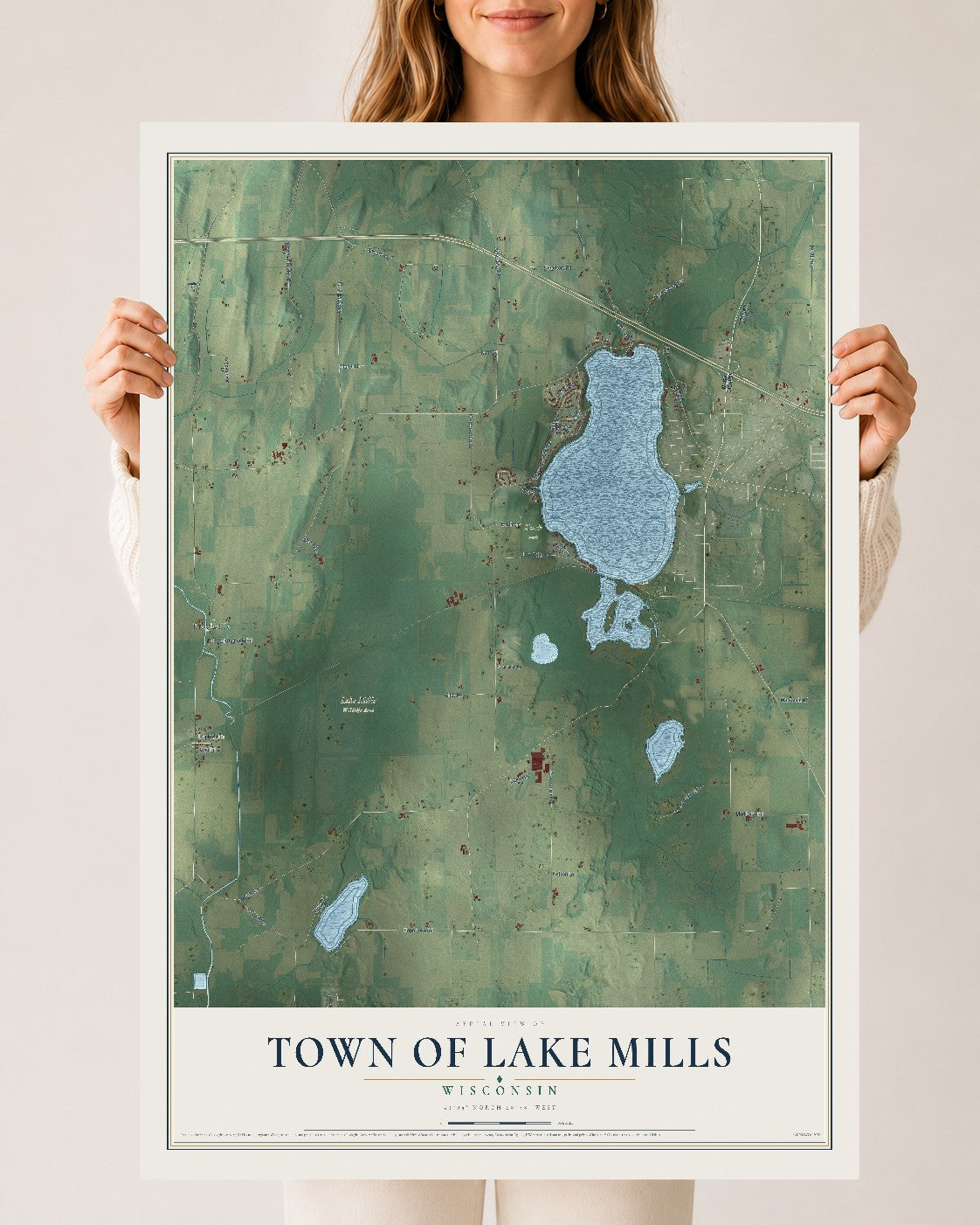 Map of the Town of Lake Mills, Wisconsin, 24 x 36 inch unframed archival matte print
