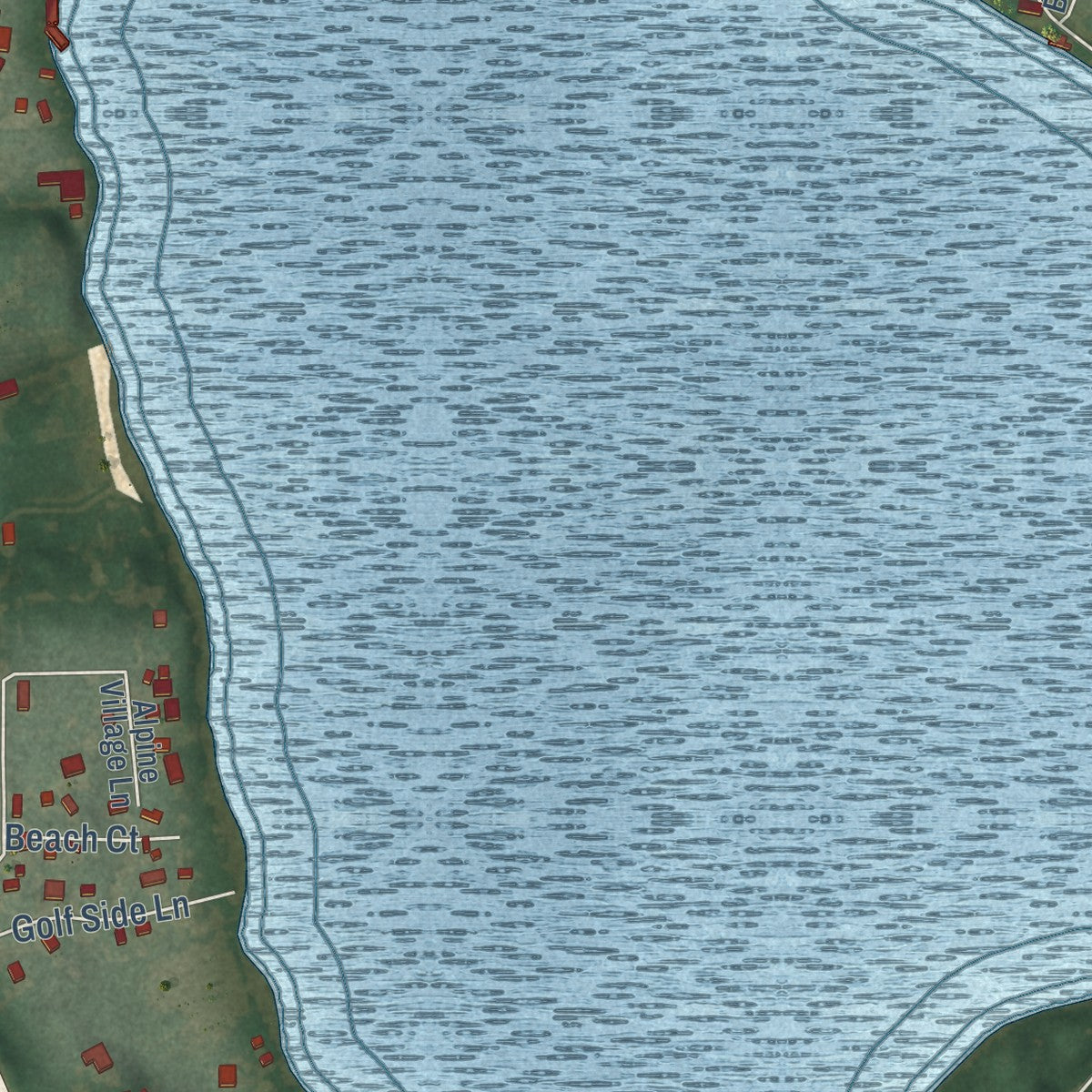 Close-up of the map of Lake Ripley, Wisconsin print showing street and building detail