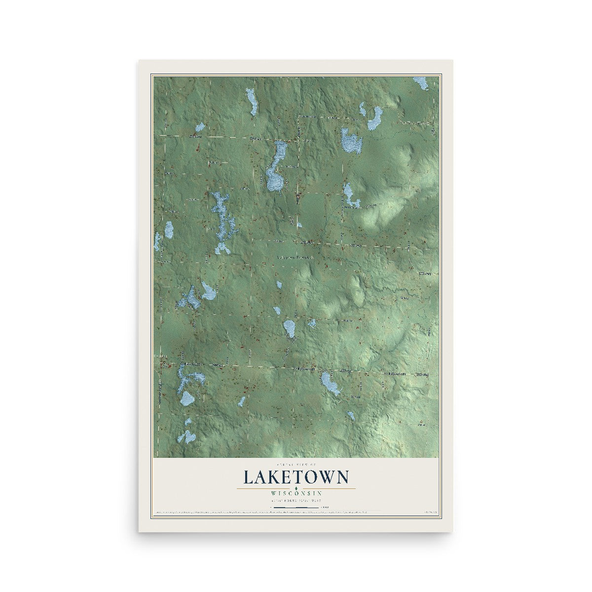 Map of Laketown, Wisconsin, 12 x 18 inch unframed archival matte print
