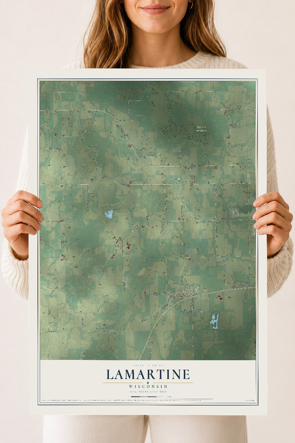 Map of Lamartine, Wisconsin, 18 x 24 inch unframed archival matte print