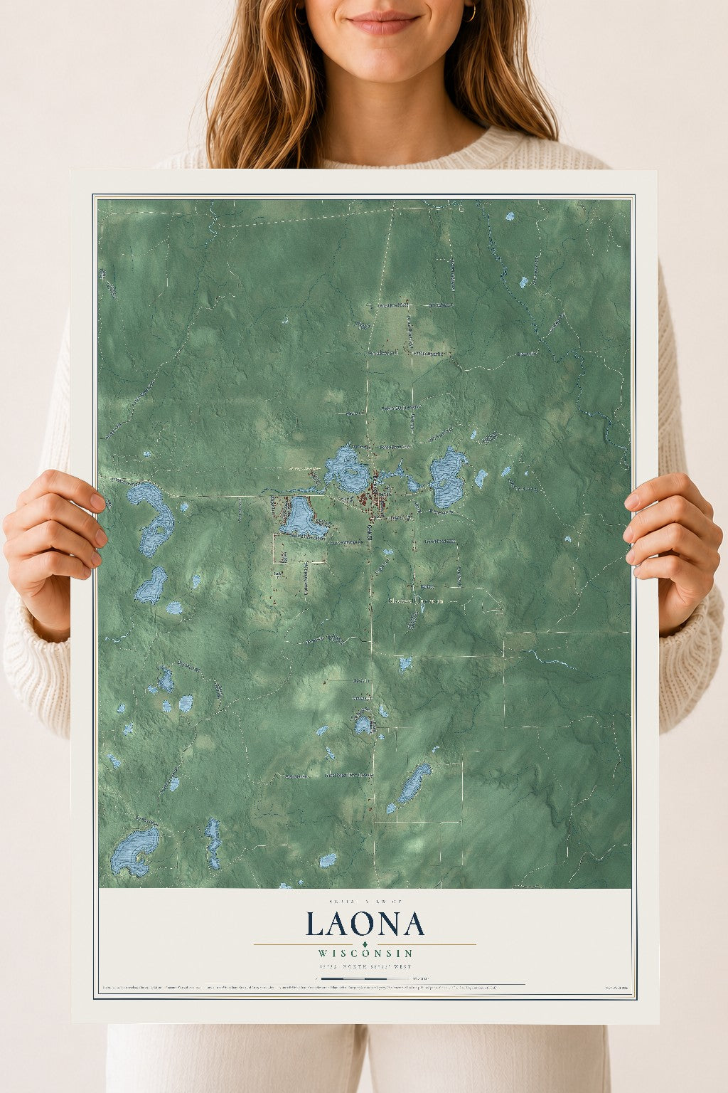 Map of Laona, Wisconsin, 18 x 24 inch unframed archival matte print