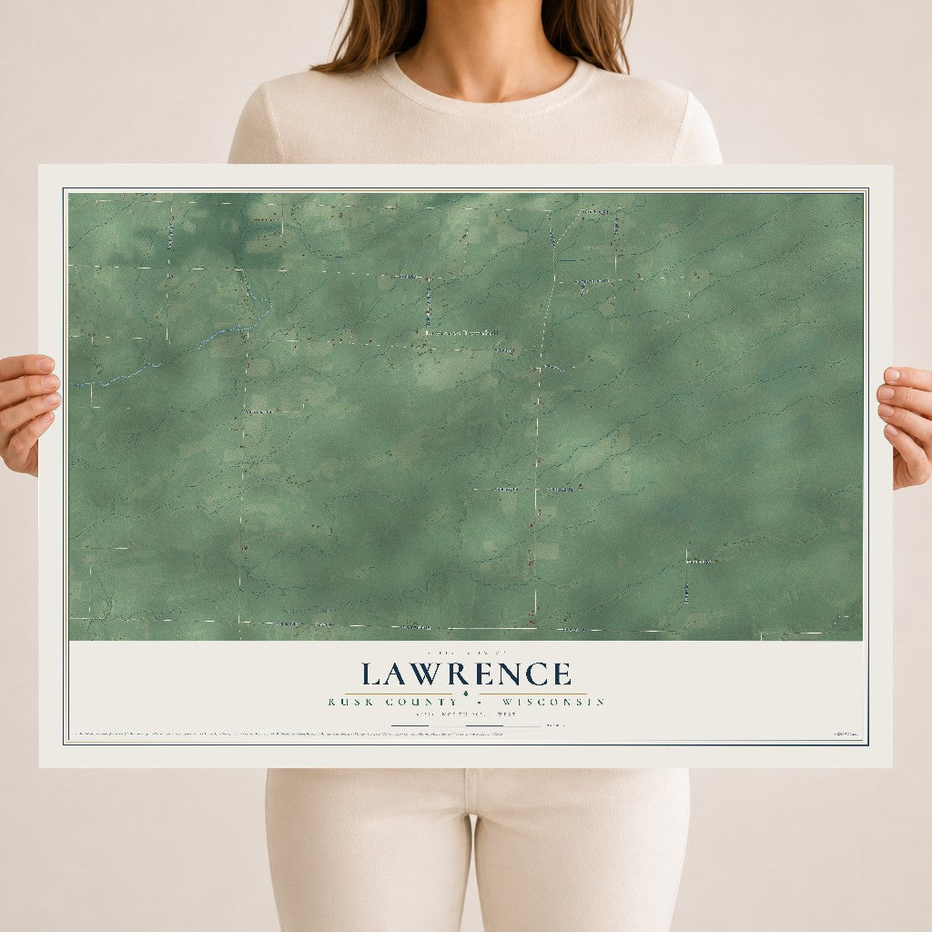 Map of Lawrence, Rusk County, Wisconsin, 18 x 24 inch unframed archival matte print