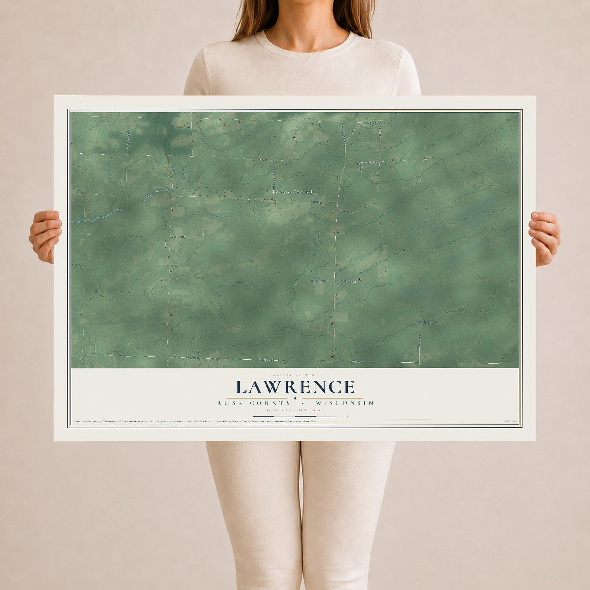 Map of Lawrence, Rusk County, Wisconsin, 24 x 36 inch unframed archival matte print
