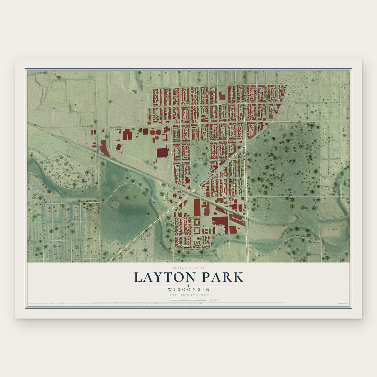Layton Park, Wisconsin map print, the full design
