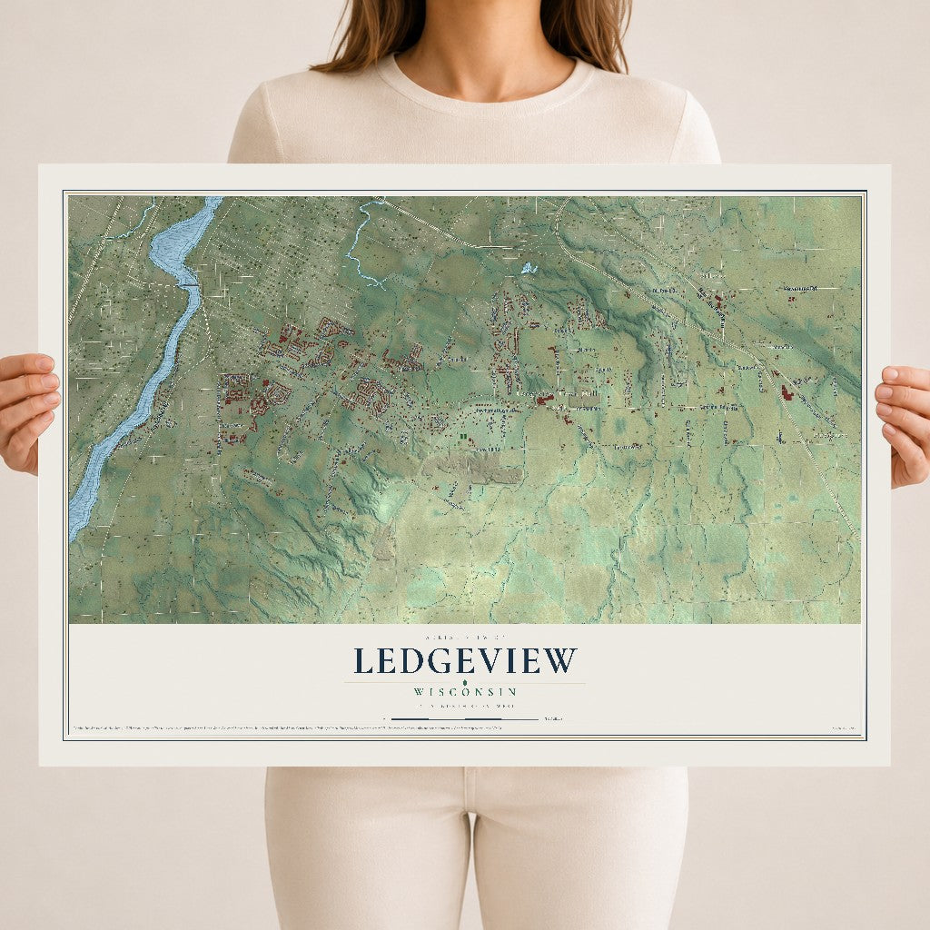 Map of Ledgeview, Wisconsin, 18 x 24 inch unframed archival matte print