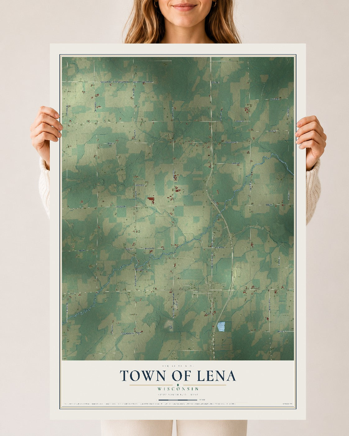 Map of the Town of Lena, Wisconsin, 24 x 36 inch unframed archival matte print