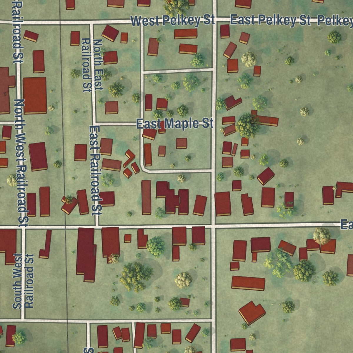 Close-up of the map of Lena, Wisconsin print showing street and building detail