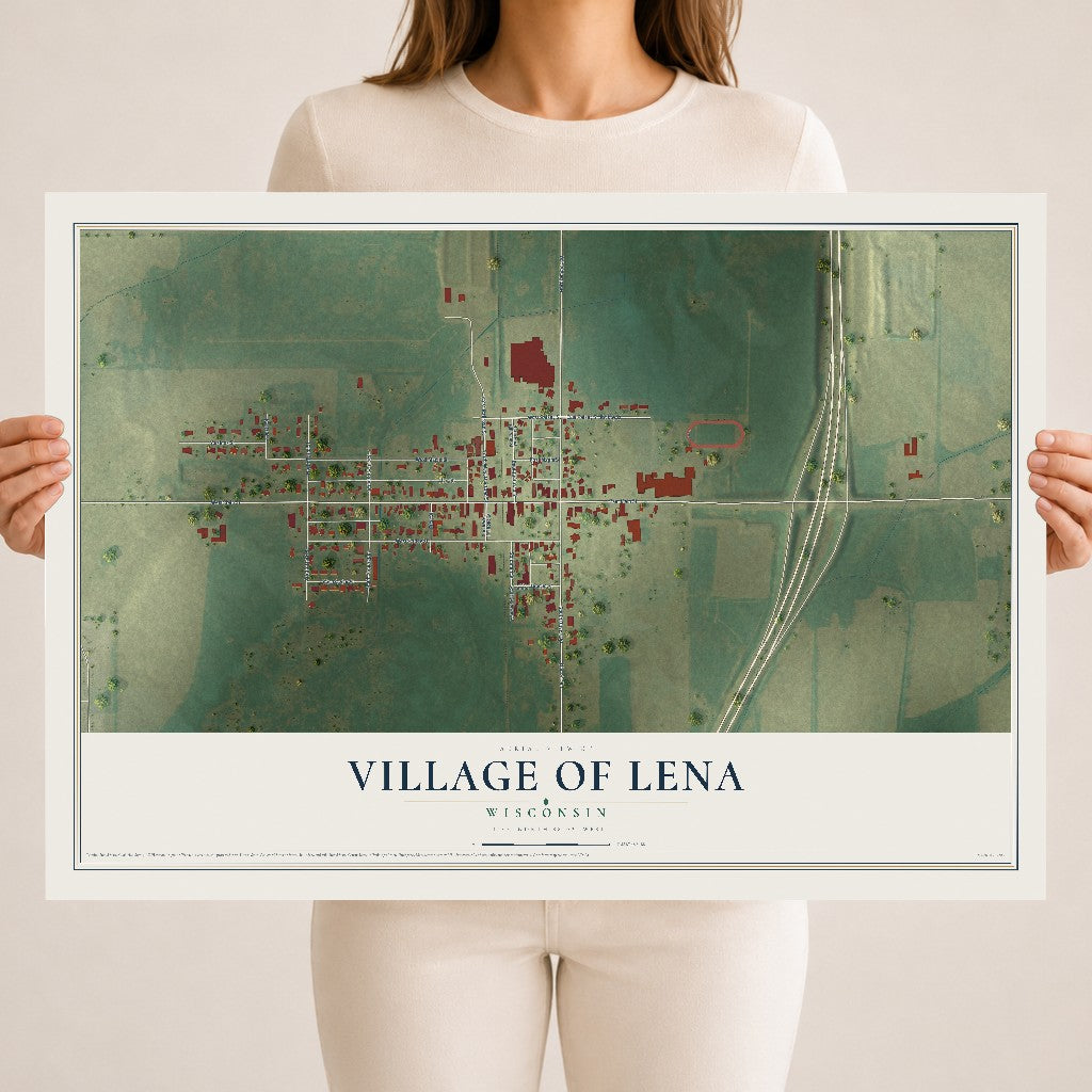 Map of Lena, Wisconsin, 18 x 24 inch unframed archival matte print