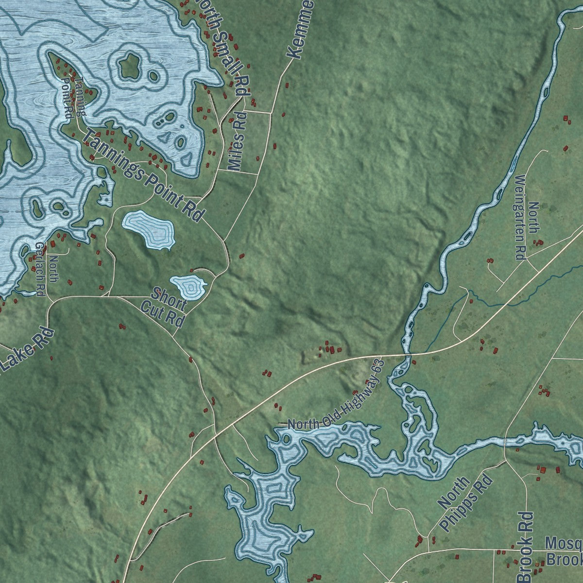 Second close-up of the map of Lenroot, Wisconsin print showing more streets and buildings