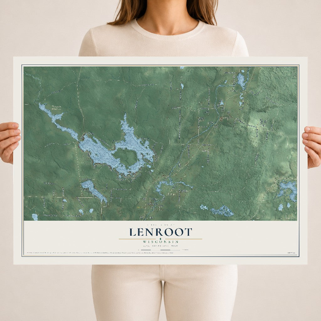 Map of Lenroot, Wisconsin, 18 x 24 inch unframed archival matte print