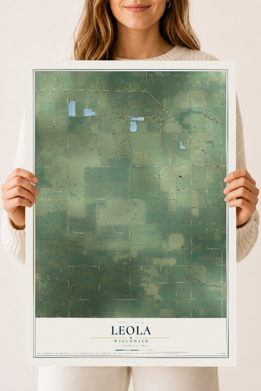 Map of Leola, Wisconsin, 18 x 24 inch unframed archival matte print