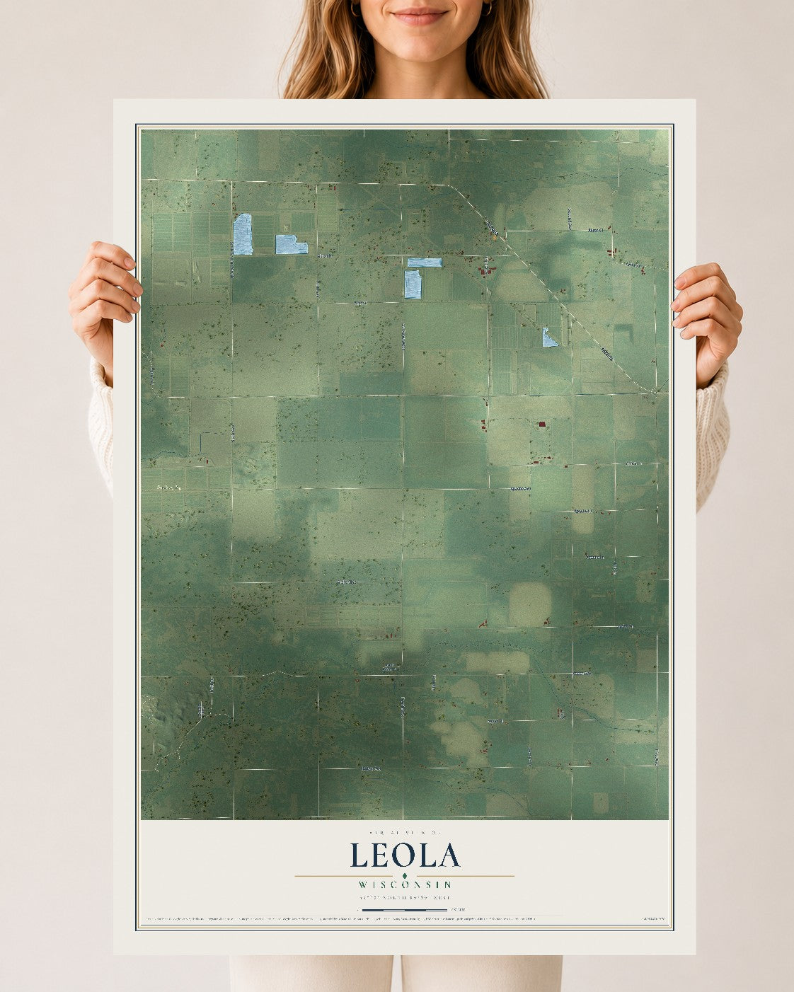 Map of Leola, Wisconsin, 24 x 36 inch unframed archival matte print
