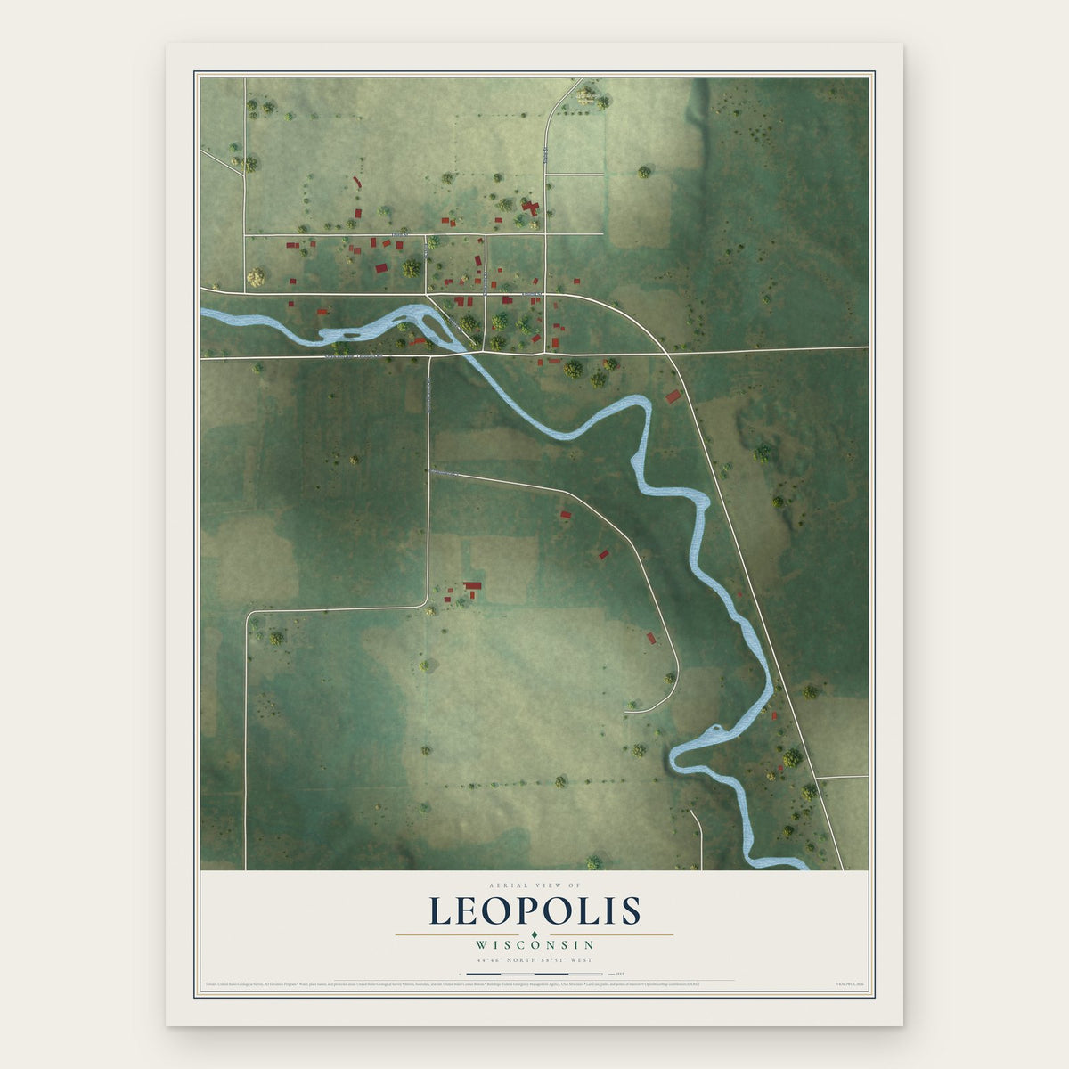 Leopolis, Wisconsin map print, the full design