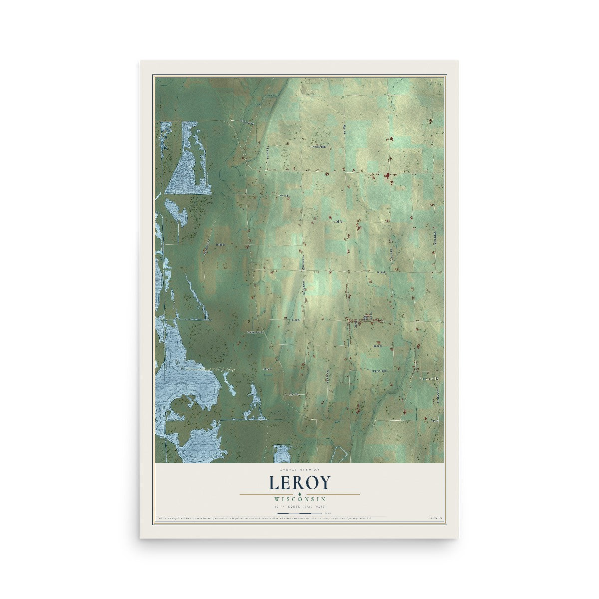 Map of Leroy, Wisconsin, 12 x 18 inch unframed archival matte print