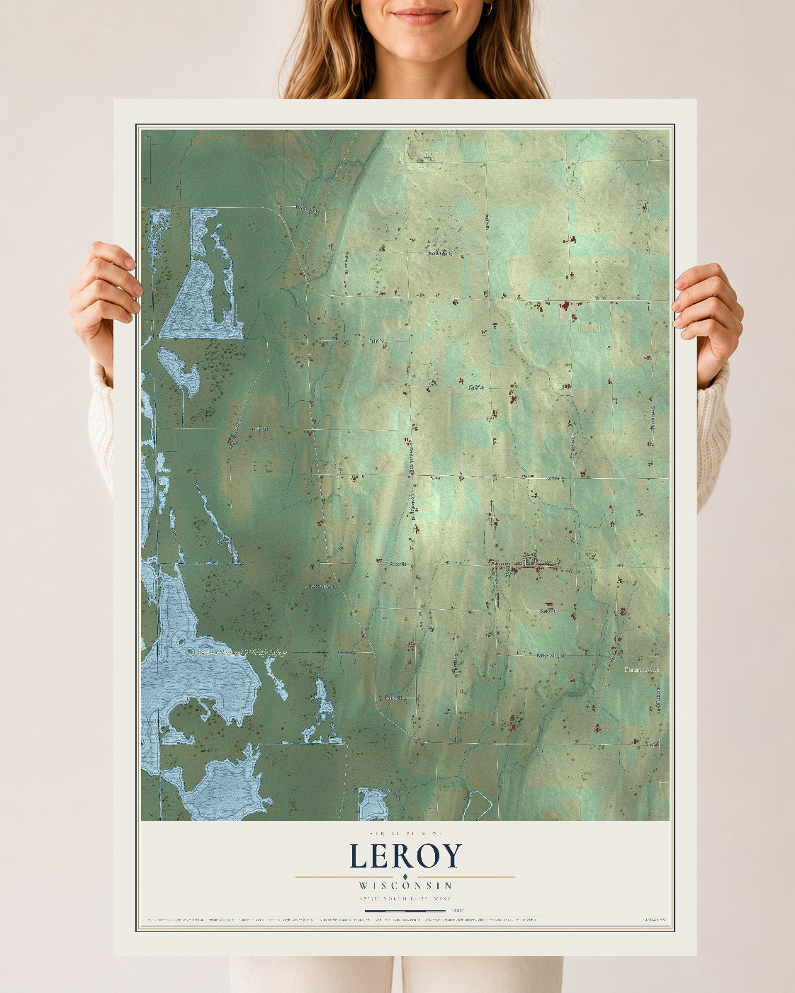 Map of Leroy, Wisconsin, 24 x 36 inch unframed archival matte print