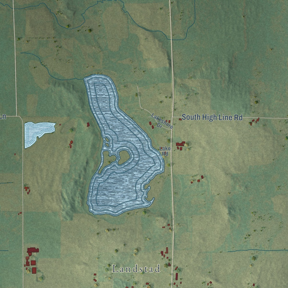 Second close-up of the map of Lessor, Wisconsin print showing more streets and buildings