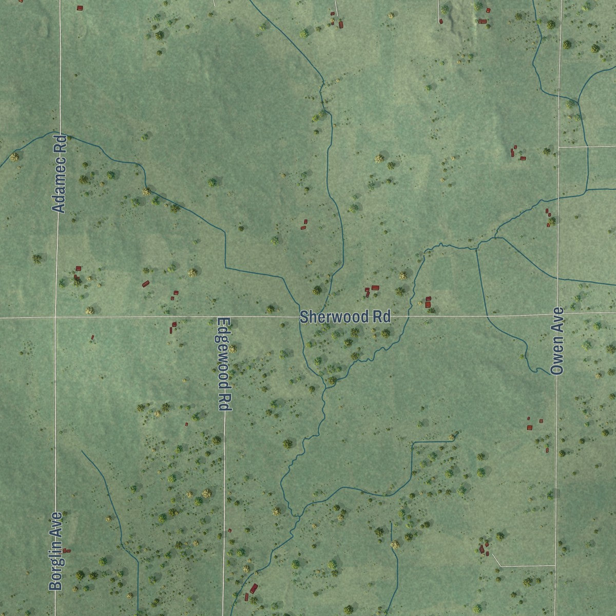 Close-up of the map of Levis, Wisconsin print showing street and building detail